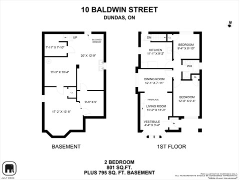 Floor plan for 2 beds, 1 bath